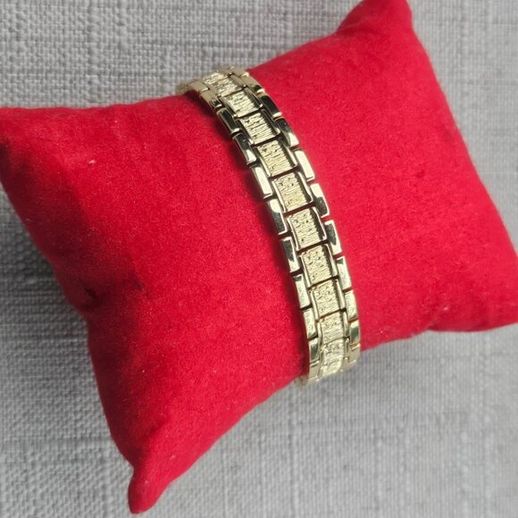 Elgin Bracelet Gold Tone Fashion Unisex Wrist Band Fancy Jewelry Size 6 in NWOT - Picture 9 of 10